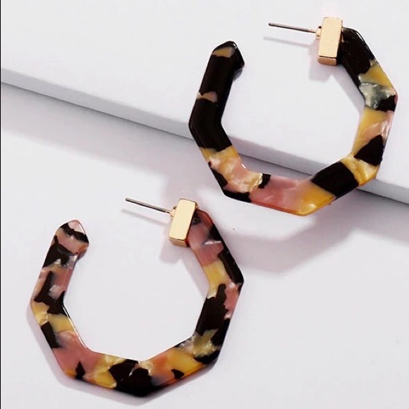 BaubleBar Jewelry - Baublebar Style Octagon Dex Resin Hoop Earrings